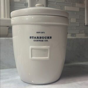 Starbucks Cream 2002 Abbey Barista Coffee Canister Cookie Jar Ceramic With Lid